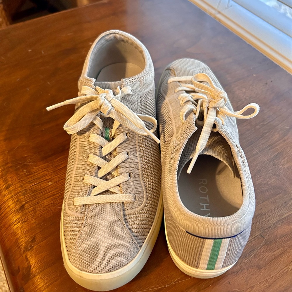 Rothy's Beige and Green Women's Sneakers